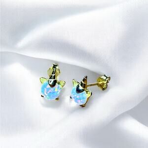 14 K Gold Plated & Opal Unicorn Earrings New